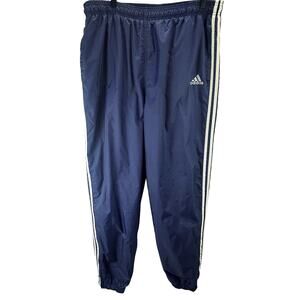 Adidas Vintage 90s Nylon Track Pant Joggers Men’s Size XL 3 Stripe Lined Navy